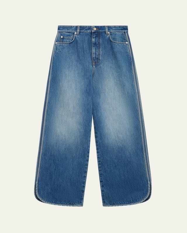 Rounded Hem Wide-Leg Jeans